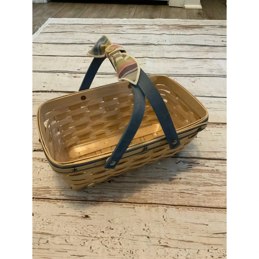 Longaberger 2007 Williamsburg Basket Fest Handwoven Blue Handle Signed Basket